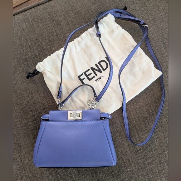Fendi Handbags - Fendi Micro Peekaboo Turnlock Purple Two-Way Crossbody Bag